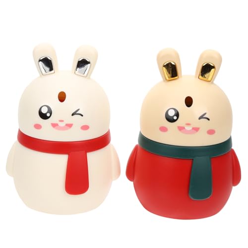 TOYZFRIENDY 2 Stück Automatischer Zahnstocherhalter Rabbit Design Praktische Aufbewahrungsbox mit Druckfunktion Wiederverwendbarer Kunststoffspender in Rot Weiß für Küche und Esstisch von TOYZFRIENDY