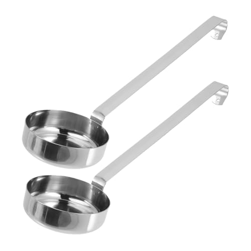 TOYZFRIENDY 2 Stück Edelstahl Saucenlöffel mit Langem Griff Flacher Boden Rostfrei Bequemes Design zum Verteilen von Pizzasoße Dressings Gravy Küchenset von TOYZFRIENDY