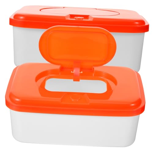 TOYZFRIENDY 2 Stück Feuchttücherbox aus Hochwertigem PP Wiederverschließbarer Feuchttücher Spender mit Deckel Praktische Aufbewahrung für Feuchttücher Tragbar und Zufällige Farbe von TOYZFRIENDY