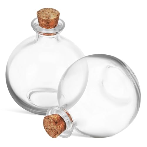TOYZFRIENDY 2 Stück Glas Terrarium Kugelförmige Pflanzgefäße mit Korkdeckel Multifunktionale Dekoration für Hydroponik Mikrolandschaften Stabiler Stand Transparentes Glas Behälter für Zuhause von TOYZFRIENDY