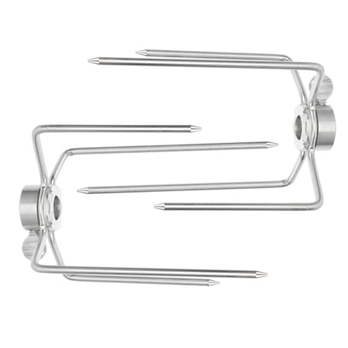 TOYZFRIENDY 2 Stück Grillgabel Teilig Drehbar Langlebige Hähnchenbratgabeln für Ofen und Outdoor Bbq Einsetzbar für Fleischspieße und Grillzubehör von TOYZFRIENDY