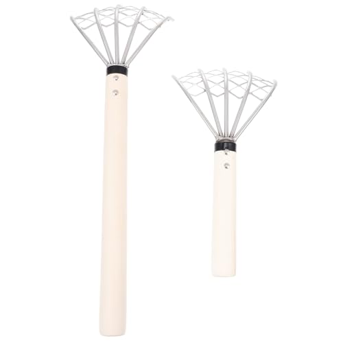 TOYZFRIENDY 2 Stück Handrechen mit Ergonomischem Holzgriff Robustes Mulitfunktions Gartenwerkzeug zum Lockern von Erde und Graben von Muscheln Teiliges für Strand und Garten von TOYZFRIENDY