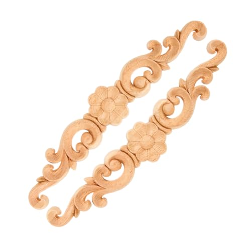 TOYZFRIENDY 2 Stück Holzornament Unbemalt aus Holz Geschnitzt Elegante Eckleiste für Möbel Schranktür Zierde Vintage Holzapplikation mit Relief Vielseitig für Tür Möbel und Wanddeko von TOYZFRIENDY