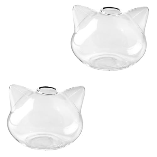 TOYZFRIENDY 2 Stück Hydroponische Glasvasen Katzenkopf Design Kleine Hochborosilikat Glasvasen Für Blumenarrangement Und Wohnkultur Als Geschenk Für Gartenliebhaber von TOYZFRIENDY