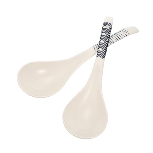 TOYZFRIENDY 2 Stück Keramik Löffel Teilig mit Langem Griff Hitzebeständig Vielseitig als Suppen und Servierlöffel für Asiatische Küche Langlebig und Griffsicher Perfektes für Freunde von TOYZFRIENDY