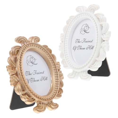 TOYZFRIENDY 2 Stück Kleine Fotorahmen Ornamente Retro Dekor Kleiner Verzierter Fotorahmen Barocker Goldener Verzierter Bilderrahmen Mini Gold Vintage Rahmen von TOYZFRIENDY