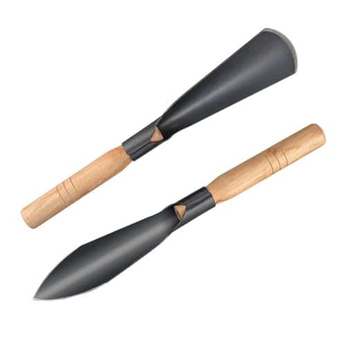 TOYZFRIENDY 2 Stück Praktische Gartenschaufel Metallpflanzschaufel mit Ergonomischem Holzgriff für Pflanzen Umpflanzen Unkraut Entfernen Gartenarbeit Werkzeug von TOYZFRIENDY