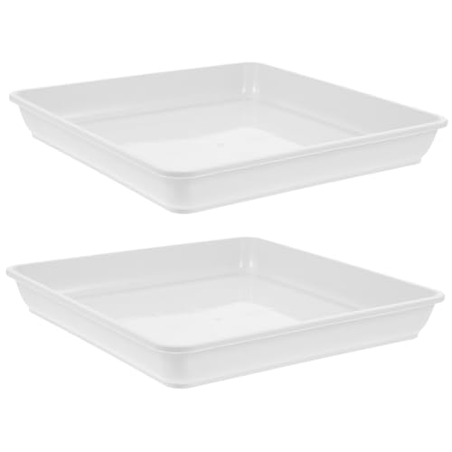 TOYZFRIENDY 2 Stück Quadratische Kunststoff Pflanzuntersetzer Robuste Pflanzenschalen für Sukkulenten und Blumentöpfe Wasserfeste Pflanztrays Strapazierfähige Abtropfschalen für Balkon und von TOYZFRIENDY