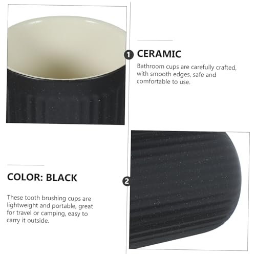 TOYZFRIENDY 2 Stück Retro Keramik Zahnputzbecher mit Linienmuster Mehrzweck Mundspülbecher und Trinkbecher Langlebig rutschfest für Badezimmer und Reisen Schwarz Klein TOYZFRIENDY 2 Stück Retro Keramik Zahnputzbecher mit Linienmuster Mehrzweck Mundspülbecher und Trinkbecher Langlebig rutschfest für Badezimmer und Reisen Schwarz Klein von TOYZFRIENDY