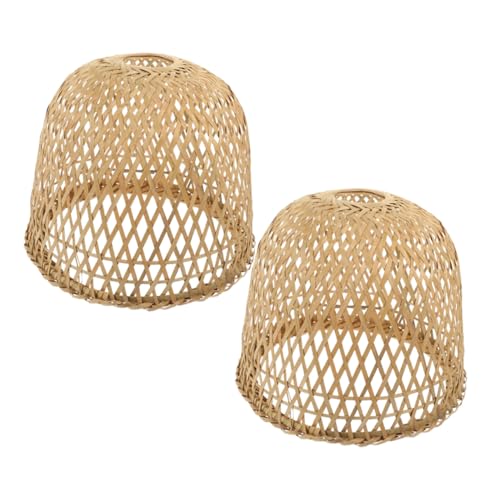 TOYZFRIENDY 2 Stück Rustikaler natürlicher Lampenschirme Pendelleuchte Lampenschirm Handgefertigt Wiederverwendbar für Wohnzimmer Esszimmer und Küche von TOYZFRIENDY