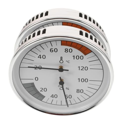 TOYZFRIENDY 2 Stück Saunatemperatur- Und Feuchtigkeitsmesser Hygrometer -Sauna -dampfbad Sauna -Hygrometer -temperaturmonitor Temperaturanzeige in Der Innenrunde Rostfreier Weiß von TOYZFRIENDY