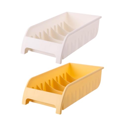TOYZFRIENDY 2 Stück Teiliges Abtropfgestell für Schüsseln Kleines Geschirrablagefach mit Ablauflöchern Platzsparender Küchenorganizer für Spüle Stabiler Tellerhalter mit Facheinteilung Weiß von TOYZFRIENDY