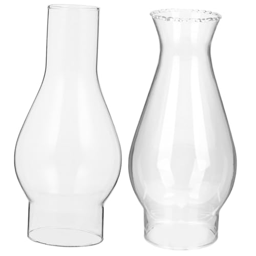 TOYZFRIENDY 2 Stück Teiliges Glaslampenschirm für Petroleum und Kerosinlampen Klare Ersatz Lampenabdeckung Vintage Öl Laternen Glaszylinder Einfache Installation Robust und Hitzebeständig für von TOYZFRIENDY