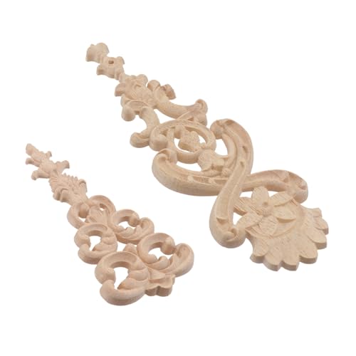 TOYZFRIENDY 2 Stück Teiliges Holzschnitzerei Dekorative Applikationen aus Massivholz Handgefertigte Tür Möbelverzierung Natürliche Holzornamente für Schränke und Wände Klassisches Design von TOYZFRIENDY