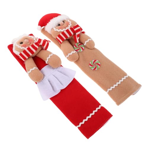 TOYZFRIENDY 2 Stück Weihnachts-gingerbread-küchengriffschoner Weiche Langlebige Schutzbezüge für Kühlschrank Geschirrspüler Mikrowelle Ofen Einfache Montage für Winter-küchendeko von TOYZFRIENDY