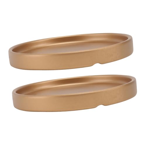 TOYZFRIENDY 2 Stücke Keramik Blumentopf Untersetzer Runde Pflanzenschale Stabile Blumentopf Basis für Balkon und Garten Goldfarbener Übertopf Untersetzer mit Rutschfestem Boden von TOYZFRIENDY