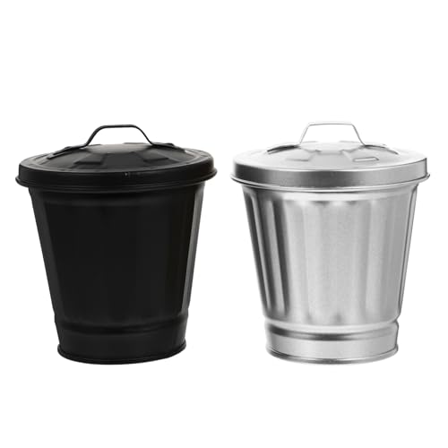 TOYZFRIENDY 2 Stücke Mini Metall Mülleimer mit Deckel Teiliges Robuster Tischabfallbehälter für Küche Wohnzimmer und Büro Kompakter Desktop Papierkorb in Schwarz und Silber Platzsparend und TOYZFRIENDY 2 Stücke Mini Metall Mülleimer mit Deckel Teiliges Robuster Tischabfallbehälter für Küche Wohnzimmer und Büro Kompakter Desktop Papierkorb in Schwarz und Silber Platzsparend und von TOYZFRIENDY
