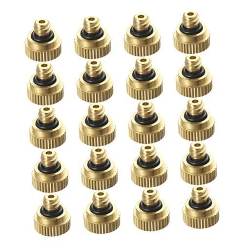 TOYZFRIENDY 20 Stück Teiliges Messing nebel Niedrigdruck Zerstäuberdüsen mit Dichtungsring für Gartenbewässerung Gewächshaus Kühlung Luftreinigung Außenbereich Geeignet von TOYZFRIENDY