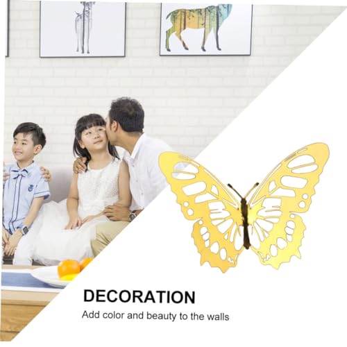 TOYZFRIENDY 24 Stück Teiliges Metalloptik Schmetterling Wandsticker Hohl Ausgestanzte Dekorative Wanddeko für Wohnzimmer Schlafzimmer Umweltfreundlich und Schadstofffrei Stilvolle von TOYZFRIENDY