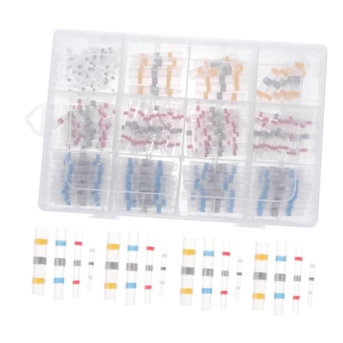 TOYZFRIENDY 250 Stück Selbstlötende Wasserdichte Schrumpfverbinder Isolierte Elektrische Stoßverbinder für Kabelreparatur Geeignet für Kfz Außenbereich mit Farbcodierten und Aufbewahrungsbox von TOYZFRIENDY
