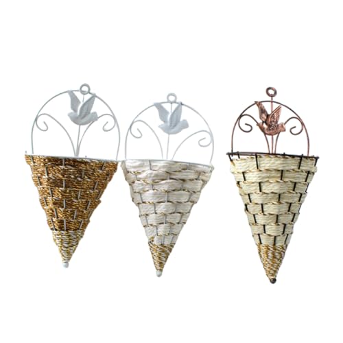 TOYZFRIENDY 3 STÜCKE Teiliges Wandhängendes Geflochtenes Aufbewahrungskorb Handgefertigte Pflanzkörbe Für Zimmerpflanzen Und Trockenblumen Platzsparende Wanddekoration Für Wohnzimmer Und von TOYZFRIENDY