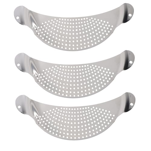 TOYZFRIENDY 3 Stück Edelstahl Topfsieb mit Verbessertem Mondsichel design Große Griffe für Sicheres Abgießen Passend für Töpfe und Pfannen Rostfrei Platzsparend Einfach zu Reinigen von TOYZFRIENDY