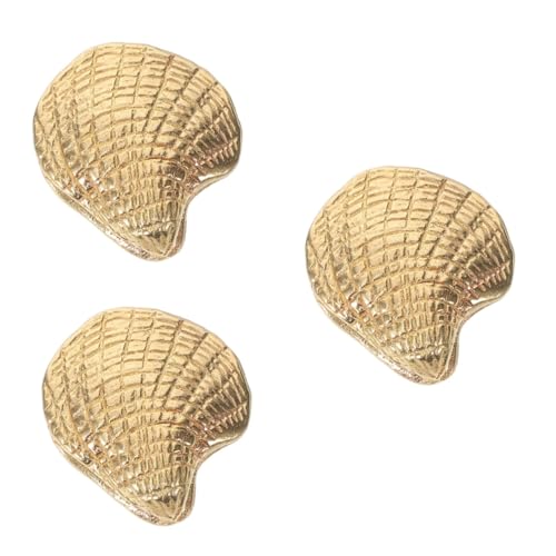 TOYZFRIENDY 3 Stück Messing Möbelknopf Muschelform Kompakter Schrankgriff Robuster Küchenschrankknopf Leicht zu Montieren für Kleiderschränke Bücherregale und Schuhschränke von TOYZFRIENDY