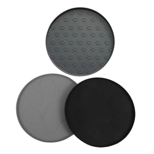 TOYZFRIENDY 3 Stück Napfunterlage für Katzen und Hunde mit Erhöhtem Abschluss wasserdichte rutschfeste Futtermatte mit Pfotenmuster Vielseitig als Futter Wassermatte für Kleine Haustiere von TOYZFRIENDY