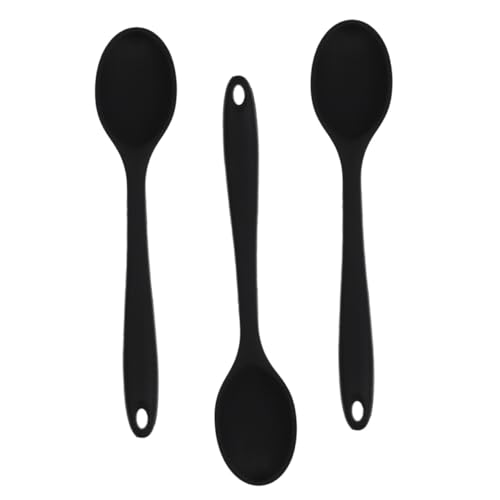 TOYZFRIENDY 3 Stück Silikon Kochlöffel Große Schwarze Löffel Langlebig Antihaftbeschichtet Vielseitig zum Kochen Rühren und Sautieren Bpa frei Leicht zu Reinigen Küchenutensilien von TOYZFRIENDY