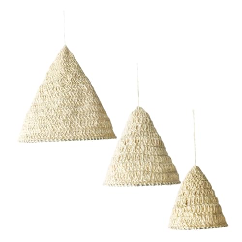 TOYZFRIENDY 3 Stück Teiliges Boho Lampenschirm Weiß Handgewebt Makramee Hängelampe Abdeckung Für Schlafzimmer Nachttisch Sanftes Licht Dekoration von TOYZFRIENDY