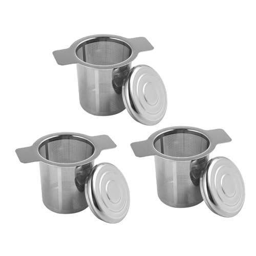 TOYZFRIENDY 3 Stück Teiliges Edelstahl Teesieb mit Dichtem Feinmaschnetz Doppeltem Griff und Deckel Teefilter für Losen Tee Passend für Tassen und Teekannen Vielseitiger Teeei für Zuhause und von TOYZFRIENDY