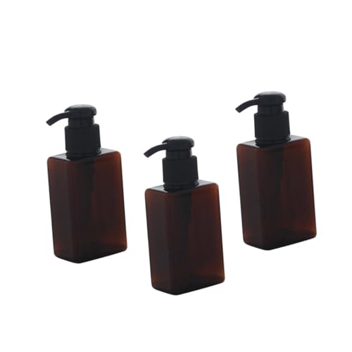 TOYZFRIENDY 3 Stück Teiliges Kunststoff Shampoo Flaschen mit Handpumpe Braune Nachfüllflaschen für Dusche Lotion und Flüssigseife Kompakt Wiederverwendbar für Reise und Badezimmer von TOYZFRIENDY
