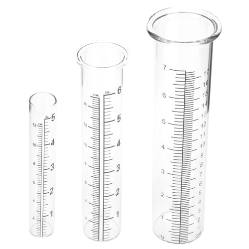 TOYZFRIENDY 3 Stück Teiliges Regenmessglas Wetterfester Transparenter Regenmesser Zylinder mit Klarer Anzeige für Garten Landwirtschaft und Klimaforschung im Außenbereich von TOYZFRIENDY