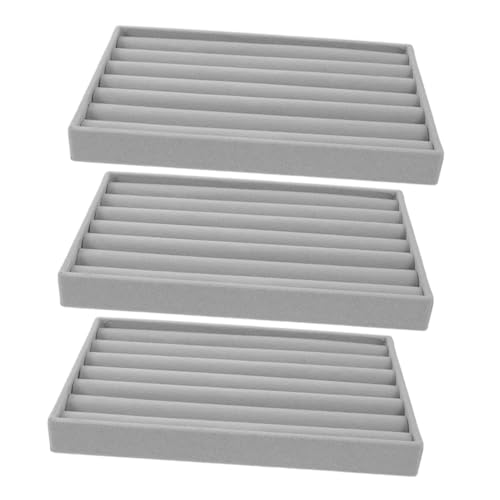 TOYZFRIENDY 3 Stück Teiliges Schmucktablett Samtbezogenes Schmuckorganizer tablett für Ringe Ohrringe Halsketten Stabiles Schmuckdisplay für Schublade und Schminktisch Vielseitige von TOYZFRIENDY