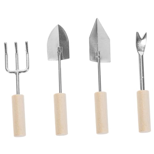 TOYZFRIENDY 4 Stück Miniatur Gartenwerkzeug Leicht Glatte Oberfläche Dekorative Mini Gartengeräte für Puppenhaus Balkon Gartenarbeit DIY Szene Zubehör von TOYZFRIENDY