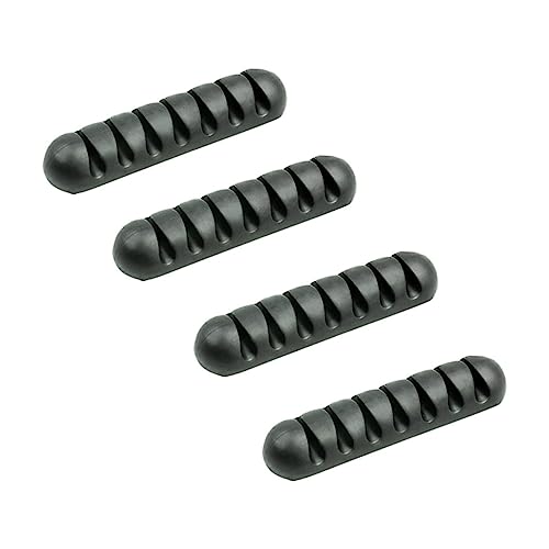 TOYZFRIENDY 4 Stück Teiliges Desktop Kabelhalter aus Langlebigem Silikon Fach Slot Selbstklebend Schwarz für Schreibtisch Auto und Büro zur Ordentlichen Kabelführung von TOYZFRIENDY
