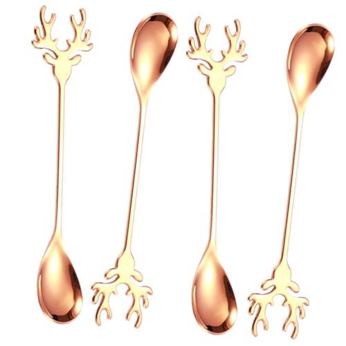 TOYZFRIENDY 4 Stück Teiliges Edelstahl Kaffeelöffel Roségold Ergonomisch Geformt Cartoon Rentier Design Vielseitige Teelöffel zum Umrühren von Espresso Dessert Joghurt und Eiskaffee TOYZFRIENDY 4 Stück Teiliges Edelstahl Kaffeelöffel Roségold Ergonomisch Geformt Cartoon Rentier Design Vielseitige Teelöffel zum Umrühren von Espresso Dessert Joghurt und Eiskaffee von TOYZFRIENDY
