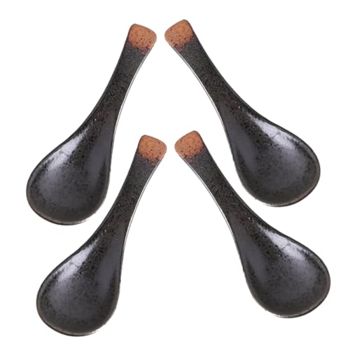 TOYZFRIENDY 4 Stück Teiliges Keramik Dinner Löffel Japanischer Stil Hitzebeständige Suppenlöffel mit Langem Griff für Ramen Frühstück und Buffet Stilvolles Design für Restaurant und Zuhause von TOYZFRIENDY