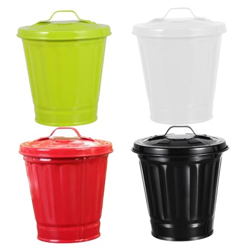 TOYZFRIENDY 4 Stück Teiliges Kleiner Tisch Mülleimer mit Deckel Multifunktionaler Büro und Schlafzimmer Abfalleimer Robuste Aufbewahrungsbox für Schreibtisch Stifthalter und Haushaltsmüll von TOYZFRIENDY