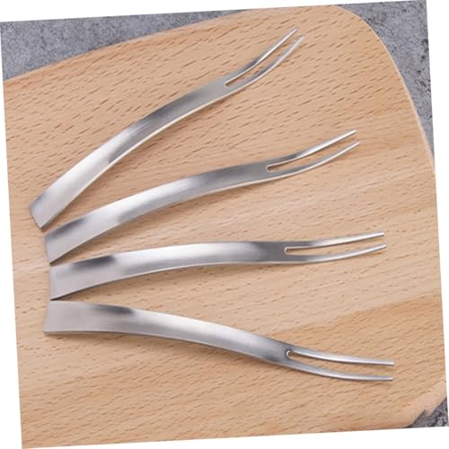 TOYZFRIENDY 4 Stück Teiliges Mattierte Edelstahl Zwei Spitzen Obstgabeln für Früchte Fingerfood Mini Kuchen Salat Vorspeisen Leicht zu Reinigen Kompakt für Zuhause und Restaurant von TOYZFRIENDY
