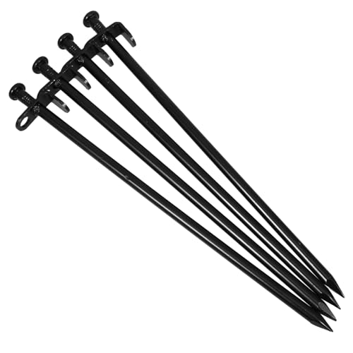 TOYZFRIENDY 4 Stück Teiliges Metall Schwarz Robuste Gartenanker für Bodenbefestigung Wetterbeständig und Biegfest für Zelte Gewächshäuser Netze und Kunstrasen im Außenbereich von TOYZFRIENDY