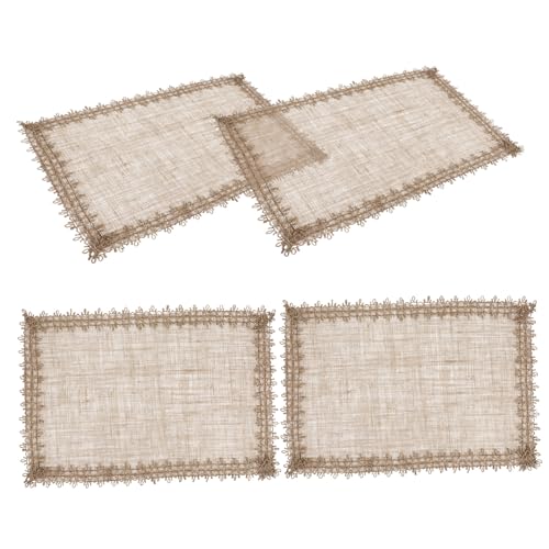 TOYZFRIENDY 4 Stück Teiliges Natürliche Jute Platzsets mit Quasten Hitzebeständig Rustikales Tischset für Bauernhaus dekor für Feiertage Thanksgiving Weihnachten und Täglichen Gebrauch von TOYZFRIENDY