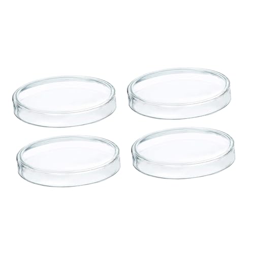 TOYZFRIENDY 4 Stück Teiliges Petri-schalen aus Klarem Borosilikatglas Hitzebeständig Dickwandig für Zellkulturen Labor Schule und Chemische Experimente von TOYZFRIENDY