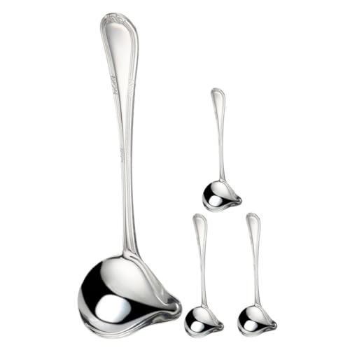 TOYZFRIENDY 4 Stück Teiliges Set Sauce Löffel Kleine Schöpflöffel mit Entenschnabel Ausgießer für Präzises Portionieren Langem Griff Hygienisch Spülmaschinengeeignet für Küche und von TOYZFRIENDY