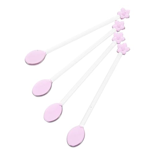 TOYZFRIENDY 4 Stück Teiliges Transparente Glas kaffeelöffel mit Langem Stiel Hitzebeständig Blattform Geeignet als Espresso Cocktailrührlöffel für Kaffee Desserts Bar und Partygebrauch von TOYZFRIENDY
