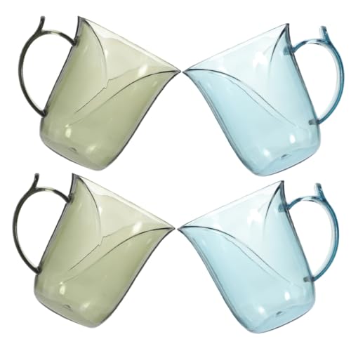 TOYZFRIENDY 4 Stück Teiliges Transparente Mundbecher aus Hochwertigem Kunststoff Wiederverwendbar Leicht und Tragbar für Bad und Reisen mit Elegantem Farbverlauf in Blau und Grün Vielseitig von TOYZFRIENDY