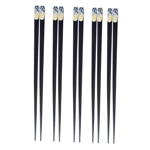 TOYZFRIENDY 5 Paare Japanische Essstäbchen aus Natürlichem Holz Wiederverwendbares Set für Sushi Nudelgerichte und Asiatische Küche Glatte Oberfläche Stilvolles Design für Zuhause und von TOYZFRIENDY