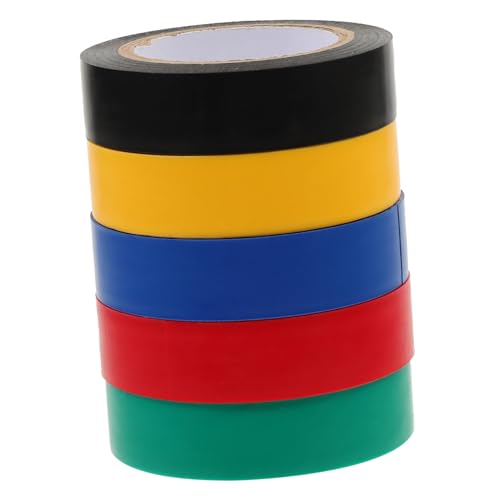 TOYZFRIENDY 5 Rollen Isolierband Farben Rot Gelb Blau Grün und Schwarz Hochwertiges Elektrisches Klebeband für Sichere Verkabelung und Reparaturen für Innenbereich von TOYZFRIENDY
