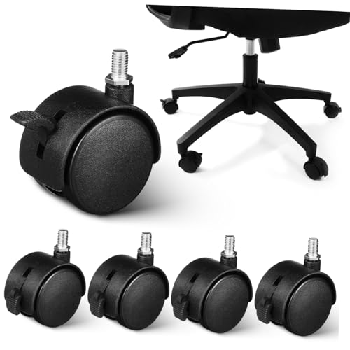 TOYZFRIENDY 5 Stück Teiliges Gewindefußrollen mit Bremse Drehbare Möbelrollen aus Robustem PP für Kleine Möbel und Stühle Geräuscharm Stabil Einfache Installation Geeignet für Hartholzböden von TOYZFRIENDY