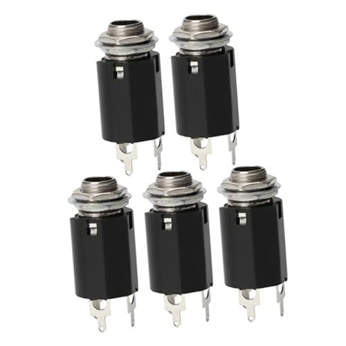 TOYZFRIENDY 5 Stück Teiliges Klinkenbuchsen aus Langlebigem Metall und Kunststoff Einfache Installation mit Schraubbefestigung Kompatibel als Ersatzteil für Gitarren und Basszubehör von TOYZFRIENDY